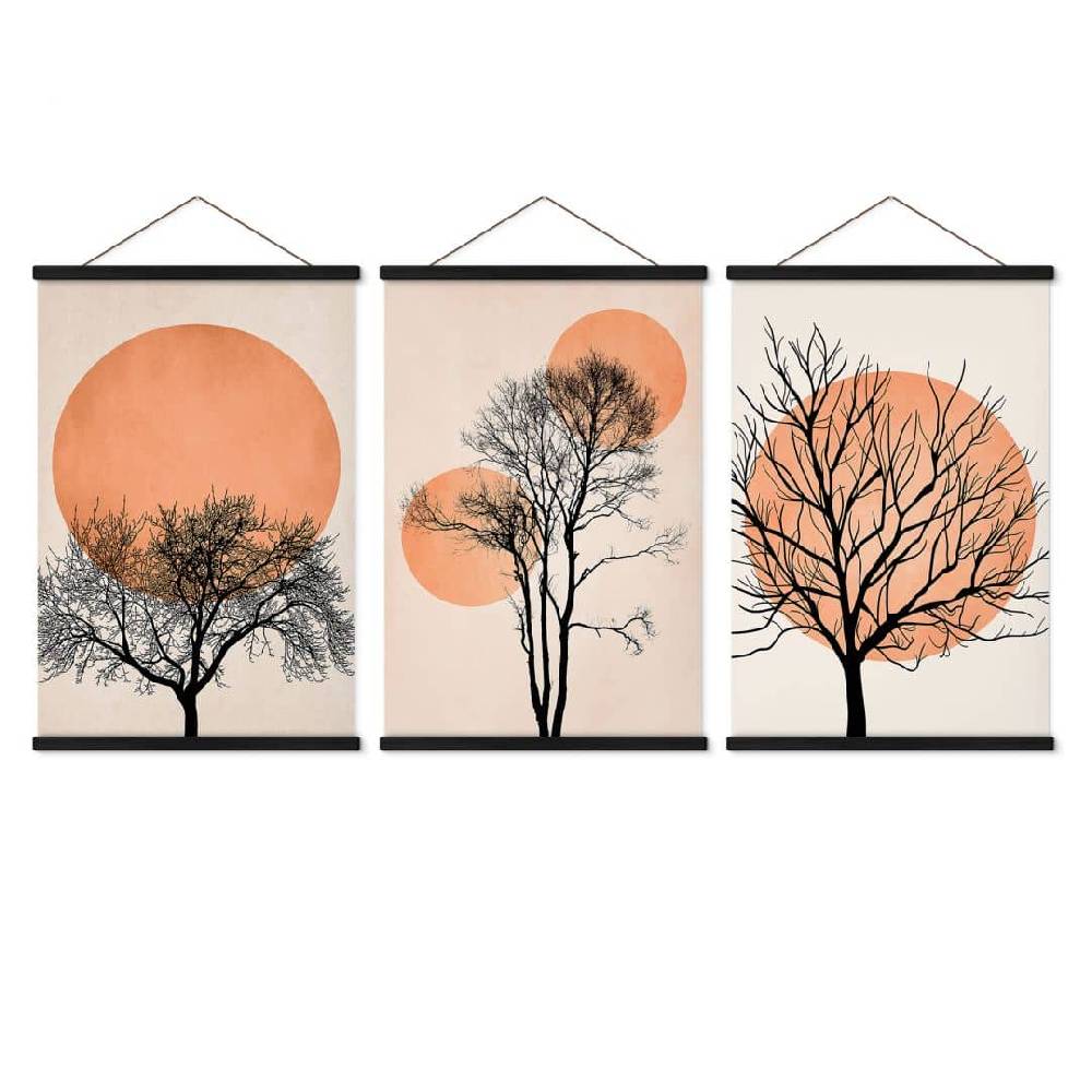 Kaeppel Stoffbilder-Set Kubistika - Warmer Sonnenuntergang in Pfirsichfarben (3-teilig) Zeitbegrenzte Promotion