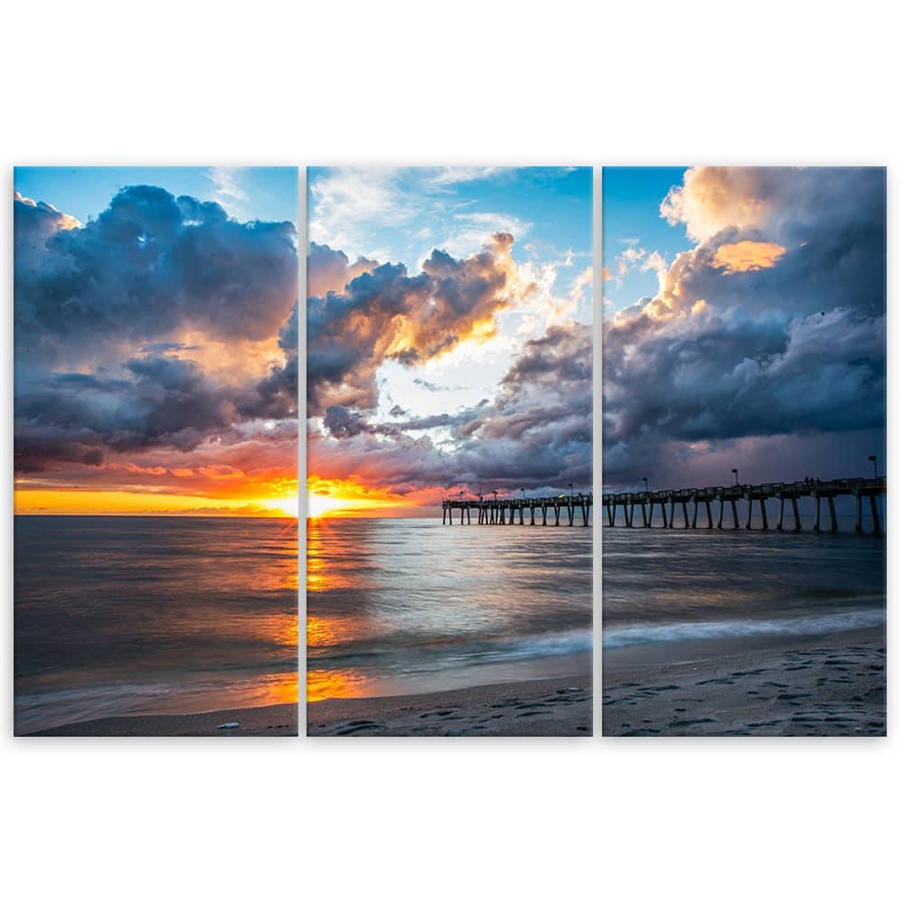 Kaeppel Leinwandbild 3-teilig, Meer bei Sonnenuntergang Nur für heute