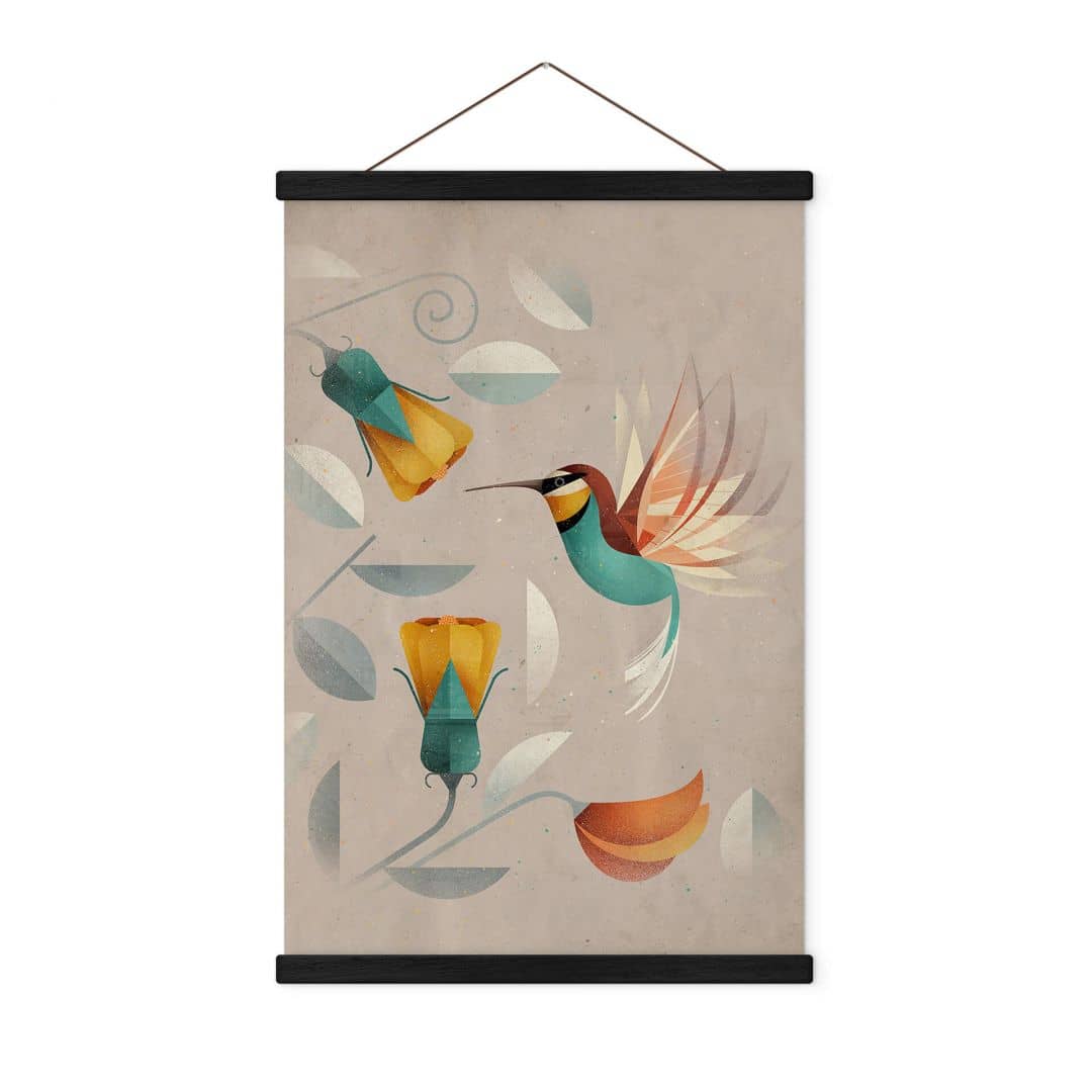 Kaeppel Stoffbild mit Vogelmotiv - Kolibri - Braun Nur noch ein Tag übrig