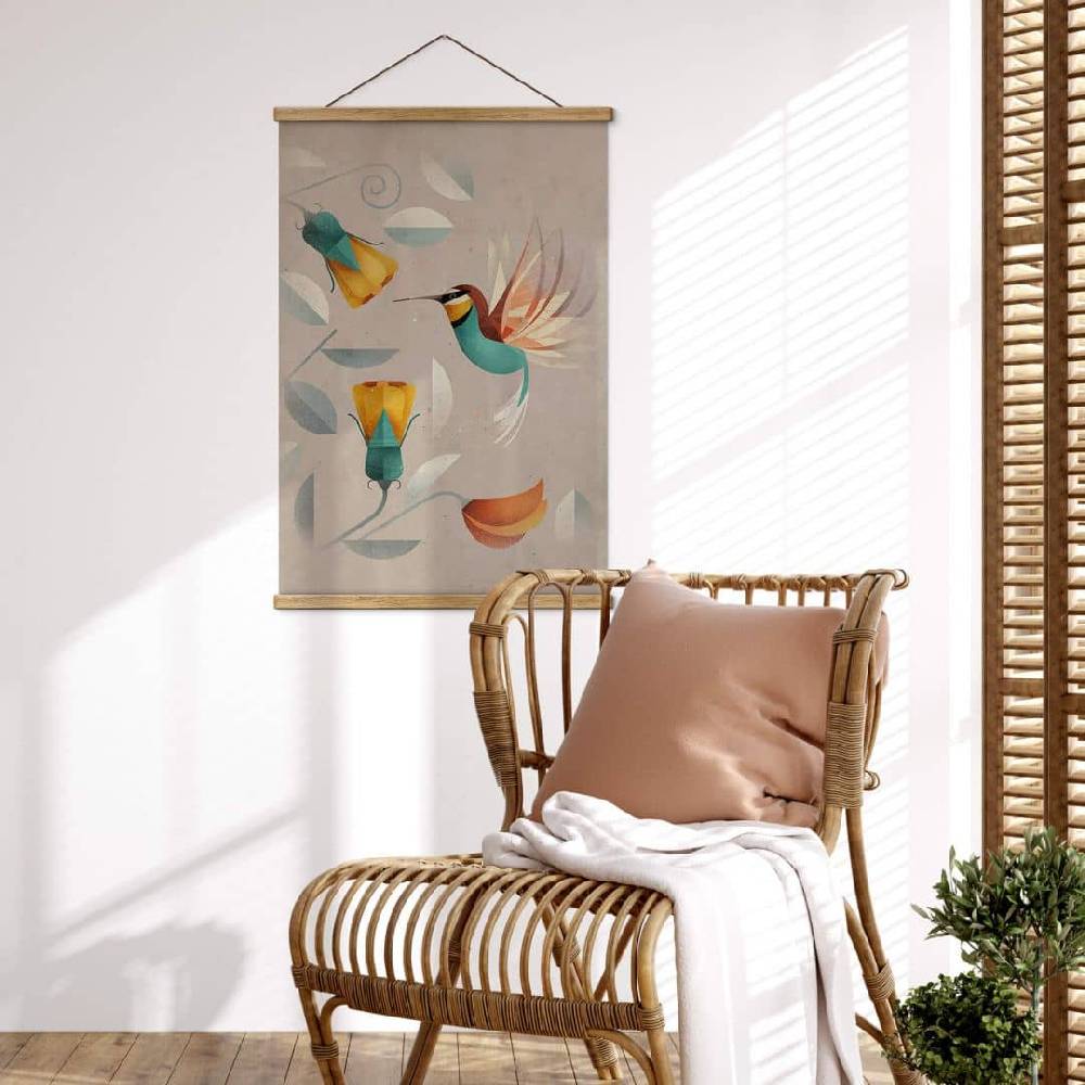 Kaeppel Stoffbild mit Vogelmotiv - Kolibri - Braun Nur noch ein Tag übrig