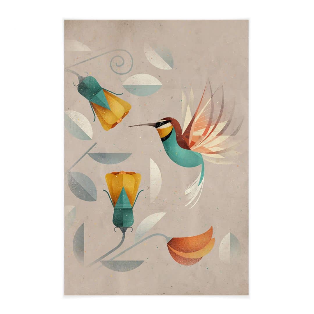 Kaeppel Stoffbild mit Vogelmotiv - Kolibri - Braun Nur noch ein Tag übrig
