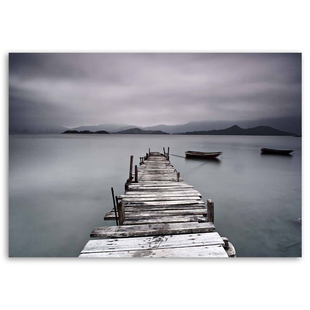 Kaeppel Leinwandbild, Steg Wintersee Landschaft Riesige Rabatte