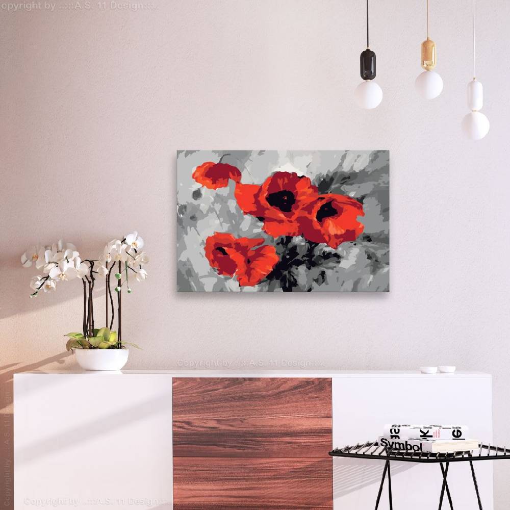 Kaeppel Malen nach Zahlen Leinwandbild - Strauß Mohnblumen - 60x40 cm - mit Keilrahmen - bespannt Begrenzt auf 3 Tage