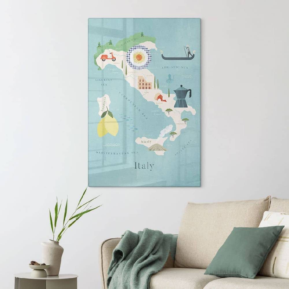 Kaeppel Glasbild Karte von Italien - Rivers Online