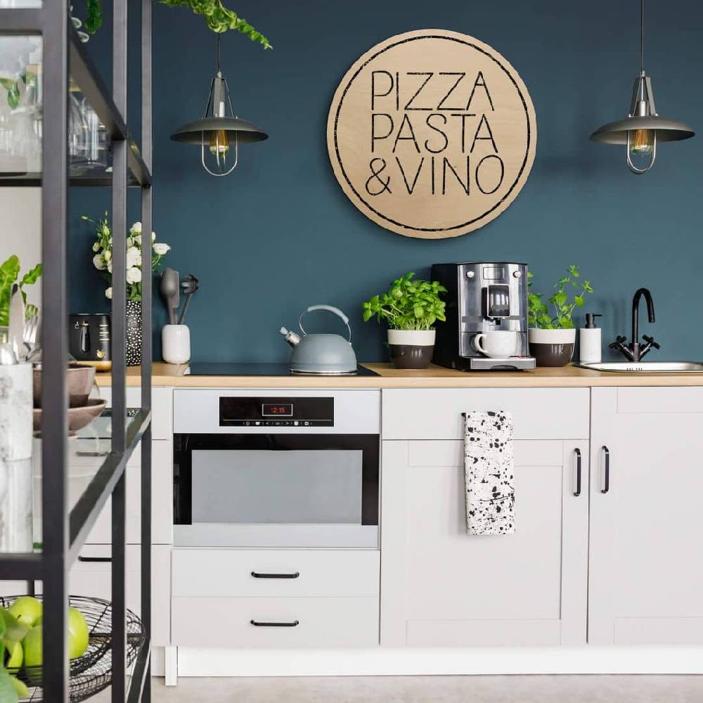 Kaeppel Holzbild Pizza Pasta & Vino weiß - Rund Hotsell