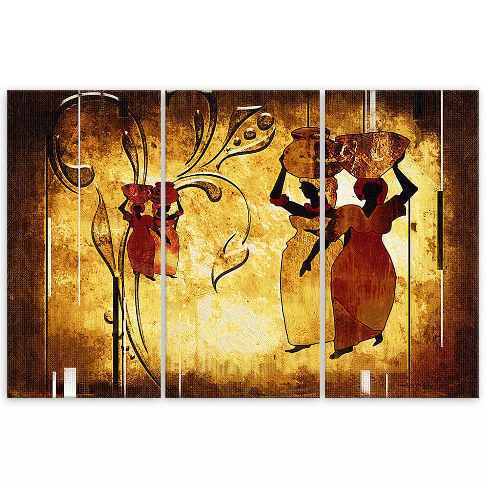Kaeppel Leinwandbild 3-teilig, Afrikanische Frauen Günstiger Verkauf
