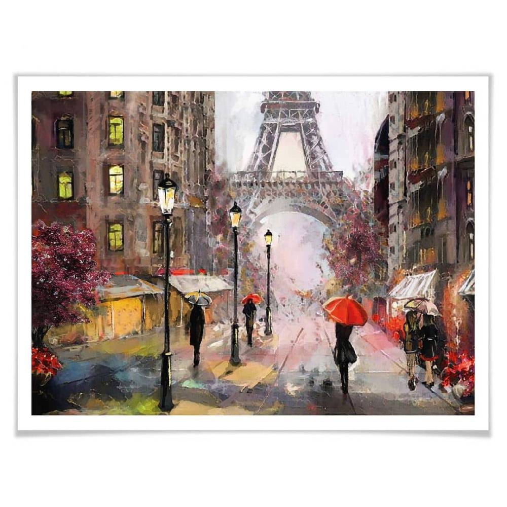 Kaeppel Poster Roter Schirm in Paris Aquarell Black Friday