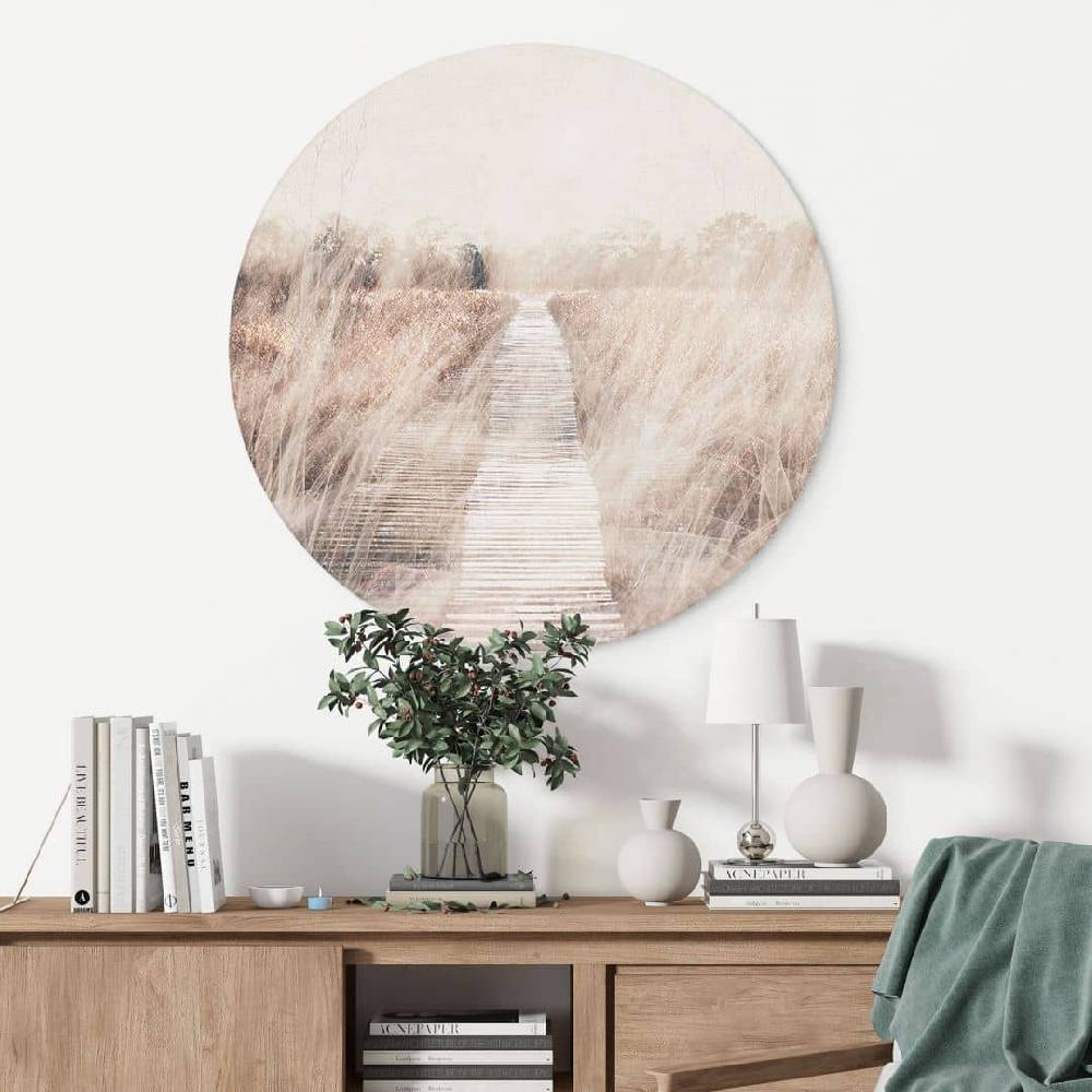 Kaeppel Wandbild Verträumte Landschaft mit Holzsteg - Imaginative - Alu-Dibond - Rund Exklusive Angebote