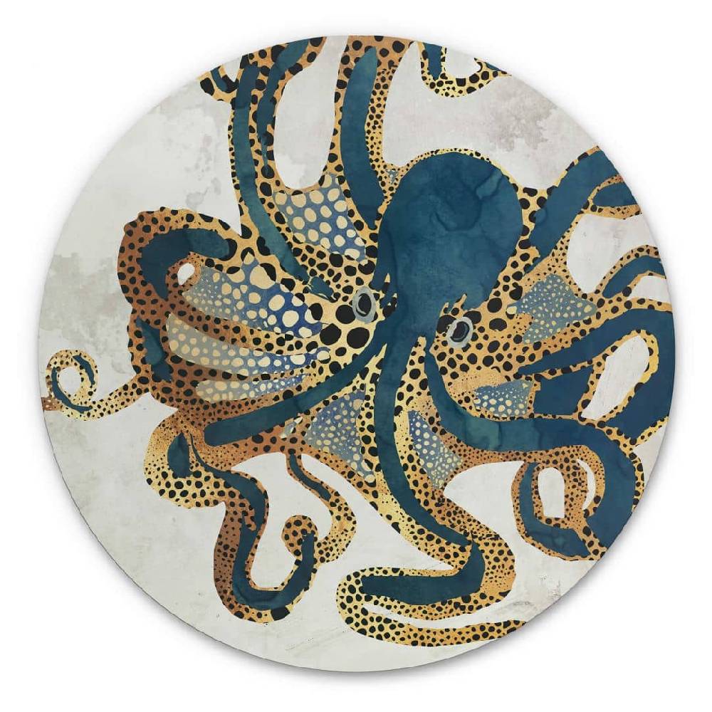 Kaeppel Alu-Dibond SpaceFrog Designs - Goldener Oktopus - Rund Discount Store für neue Produkte