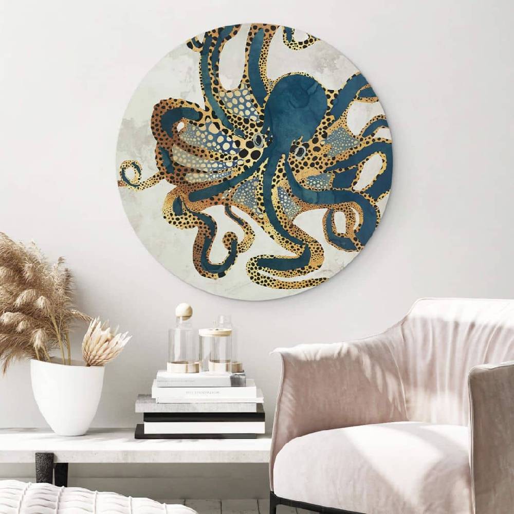 Kaeppel Alu-Dibond SpaceFrog Designs - Goldener Oktopus - Rund Discount Store für neue Produkte