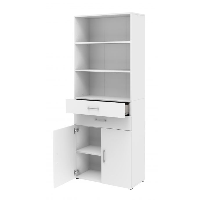 Röhr Bush Schrank in Weiß mit 3 Regalablagen und 2 Schubkästen Zeitlich begrenztes Angebot