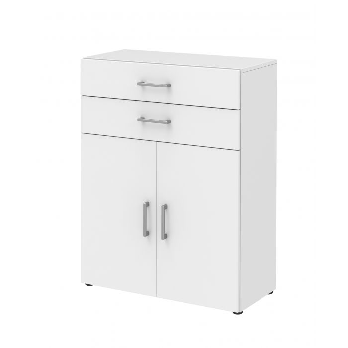 Röhr Bush Highboard in Weiß mit 2 Türen und 2 Schubkästen für 3 Ordnerhöhen