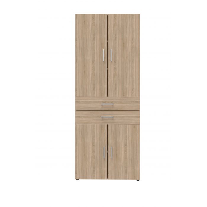 Röhr Bush Schrank in Weiß und Sonoma Eiche Nachbildung mit 4 Türen 2 Schubkästen und 6 Ordnerhöhen Discount Store für neue Produkte