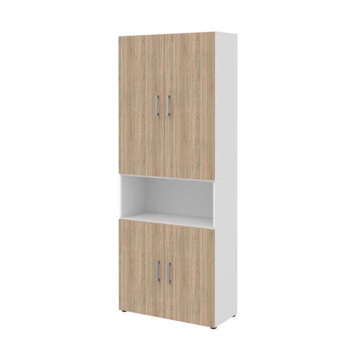 Röhr Bush Schrank in Weiß und Sonoma Eiche Nachbildung mit 4 Türen 2 Schubkästen und 6 Ordnerhöhen Discount Store für neue Produkte