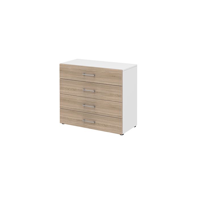 Röhr Bush Highboard in Weiß und Sonoma Eiche Nachbildung mit 4 Schubkästen