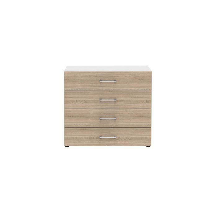 Röhr Bush Highboard in Weiß und Sonoma Eiche Nachbildung mit 4 Schubkästen Im Verkauf