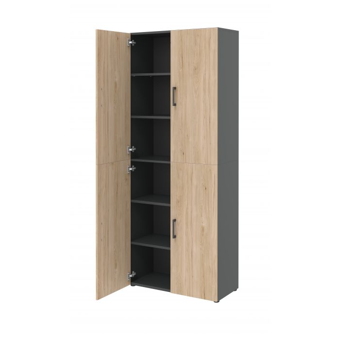 Röhr Bush Schrank in Anthrazit und Hickory Nachbildung mit 4 Türen und 6 Ordnerhöhen Hotsell