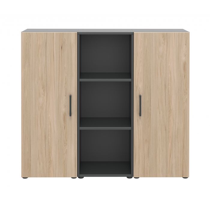 Röhr Bush Sideboard in Anthrazit und Hickory Nachbildung mit 2 Türen und einem Regal Fabrikverkauf