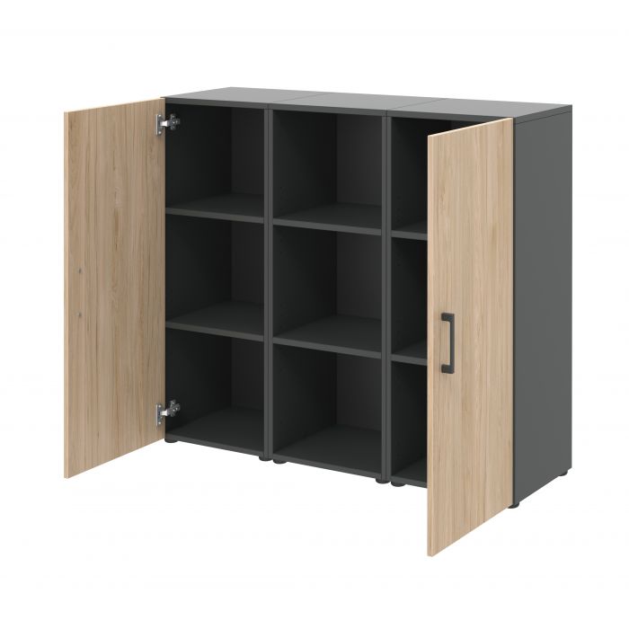 Röhr Bush Sideboard in Anthrazit und Hickory Nachbildung mit 2 Türen und einem Regal Fabrikverkauf