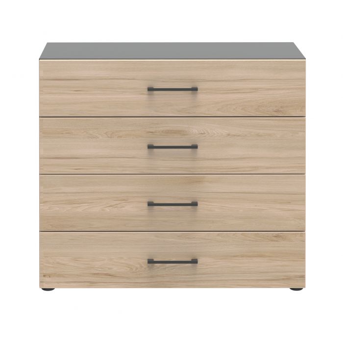 Röhr Bush Highboard in Anthrazit und Hickory Nachbildung mit 4 Schubkästen Fabrik Onlineshop