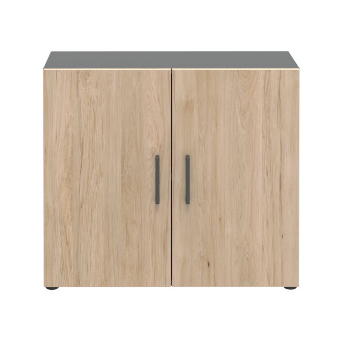 Röhr Bush Schrank in Anhtrazit und Hickory Nachbildung mit 2 Türen und 2 Ordnerhöhen Sonderangebot