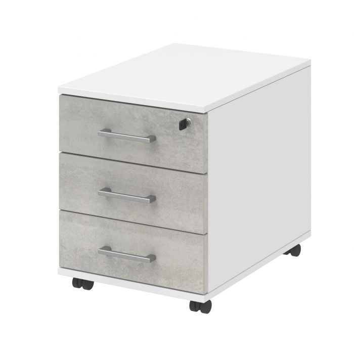 Röhr Bush Rollcontainer in Beton Nachbildung mit 3 Schubkästen und 1 Schubkasten mit Schloss Black Friday