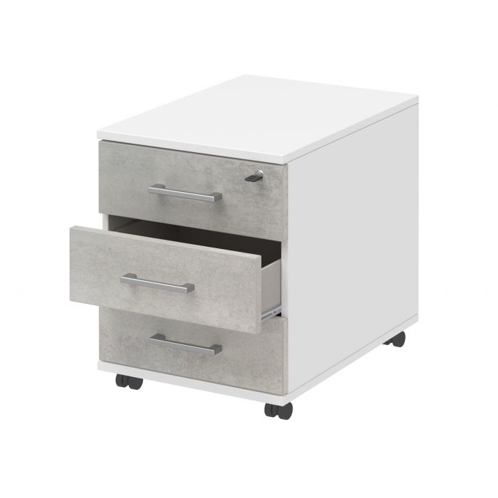Röhr Bush Rollcontainer in Beton Nachbildung mit 3 Schubkästen und 1 Schubkasten mit Schloss Black Friday
