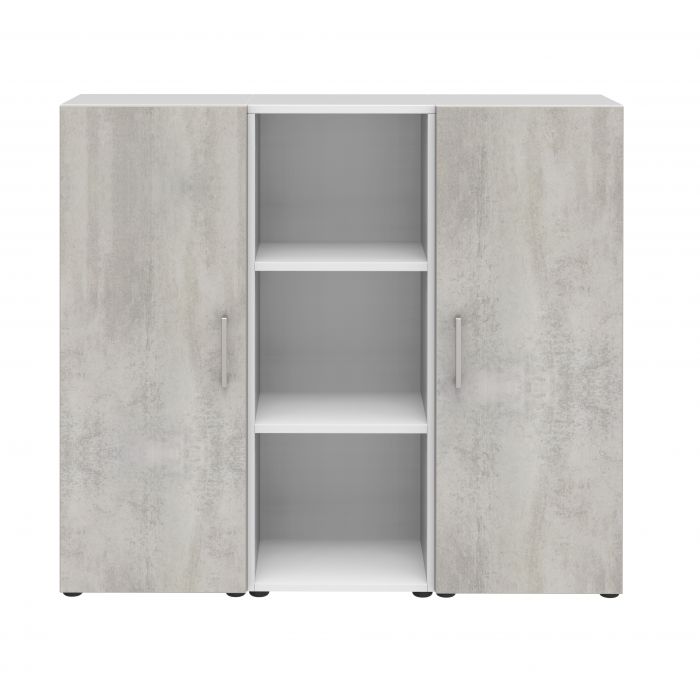 Röhr Bush Sideboard in Weiß mit Beton Nachbildung mit 2 Türen und einem Regal Cyber Monday