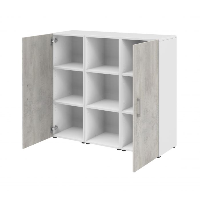 Röhr Bush Sideboard in Weiß mit Beton Nachbildung mit 2 Türen und einem Regal Cyber Monday