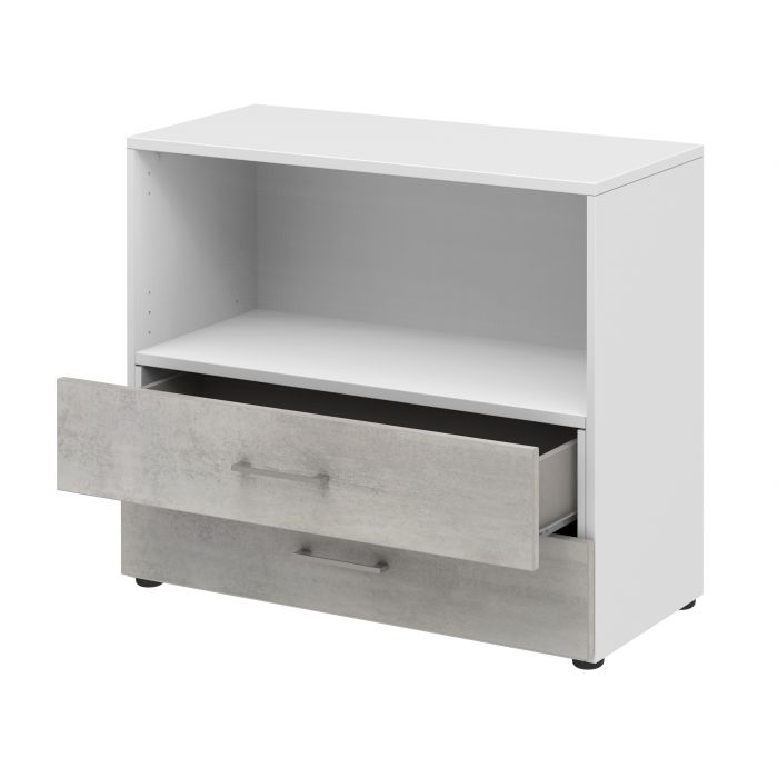 Röhr Bush Regal/Sideboard in Beton Nachbildung mit max. 2 Fächer in Ordnerhöhen Vatertagsangebot