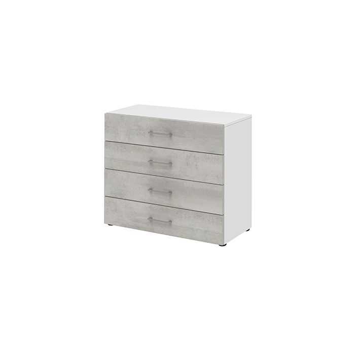 Röhr Bush Highboard in Weiß und Beton Nachbildung mit 4 Schubkästen Valentinstagsangebot