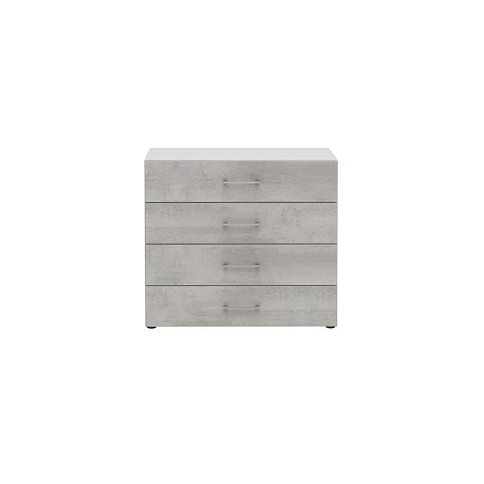 Röhr Bush Highboard in Weiß und Beton Nachbildung mit 4 Schubkästen Valentinstagsangebot