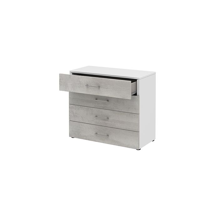 Röhr Bush Highboard in Weiß und Beton Nachbildung mit 4 Schubkästen Valentinstagsangebot