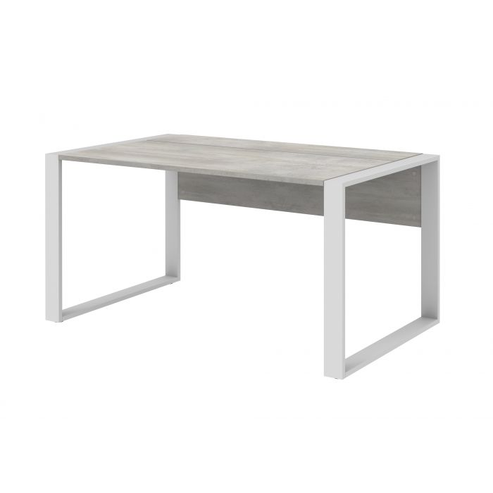 Röhr Bush Schreibtisch in Beton Nachbildung mit Kufenfußgestell und integriertem Kabelmanagement Top Angebot