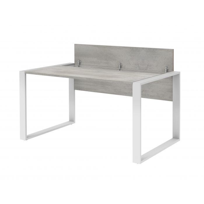 Röhr Bush Schreibtisch in Beton Nachbildung mit Kufenfußgestell und integriertem Kabelmanagement Top Angebot