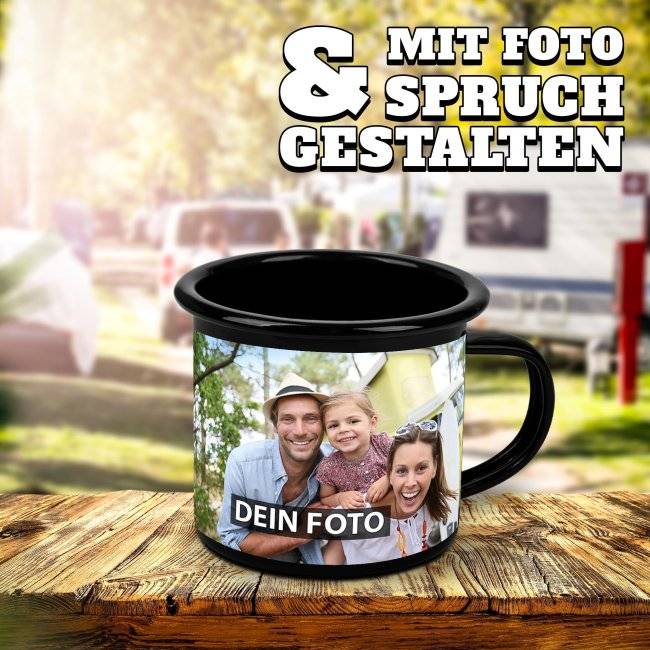 Tassendruck Schwarze Emaille- selbst gestalten - verschiedene Größen Tägliche Deals