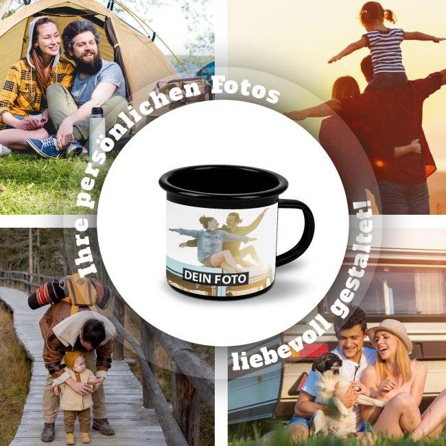Tassendruck Schwarze Emaille- selbst gestalten - verschiedene Größen Tägliche Deals