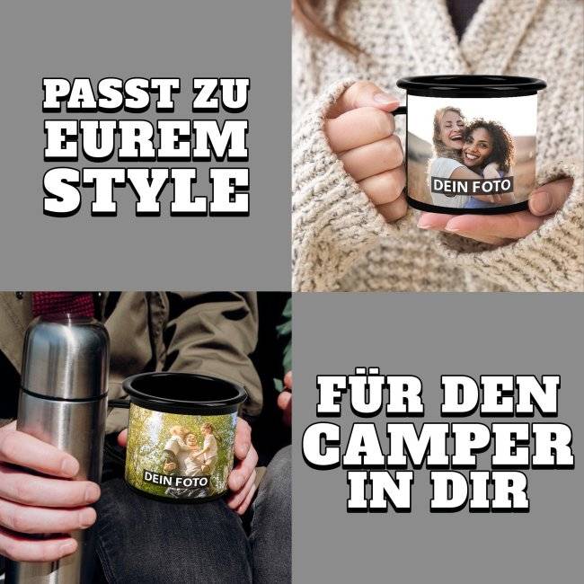 Tassendruck Schwarze Emaille- selbst gestalten - verschiedene Größen Tägliche Deals