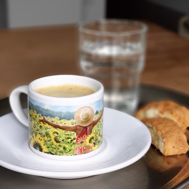 Tassendruck Espresso Henkel Rund mit Unterteller Begrenzte Freigabe