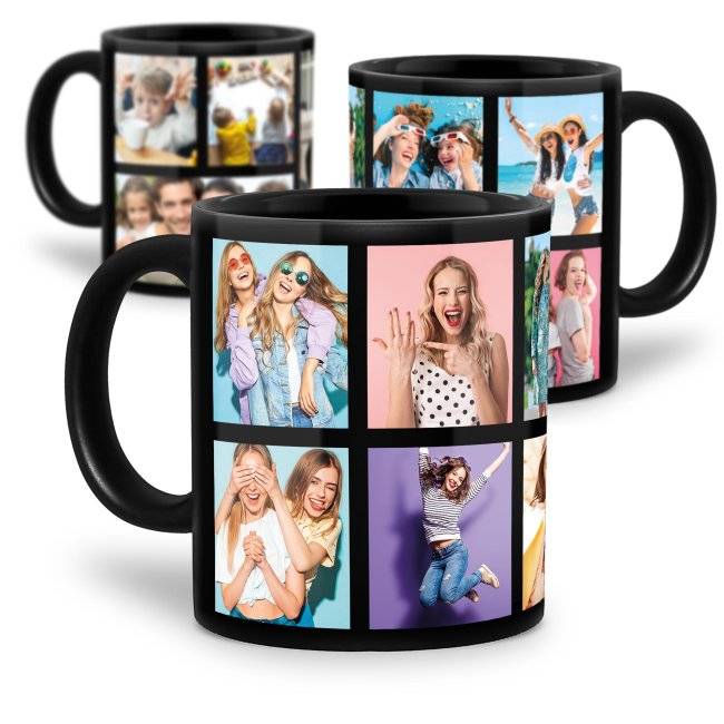 Tassendruck Schwarze mit Fotocollage - verschiedene Designs JETZT KAUFEN