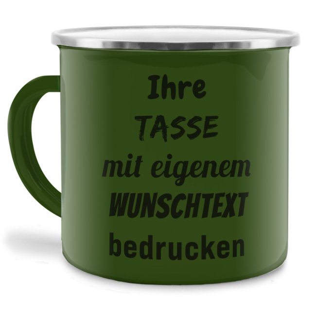Tassendruck Emailletasse grün Rand silber Riesige Rabatte