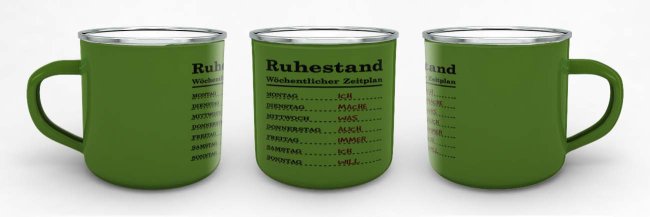 Tassendruck Emailletasse grün Rand silber Riesige Rabatte