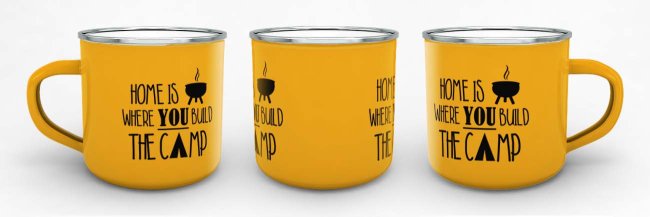 Tassendruck Emailletasse gelb Rand silber 50% Rabatt mit kostenlosem Versand