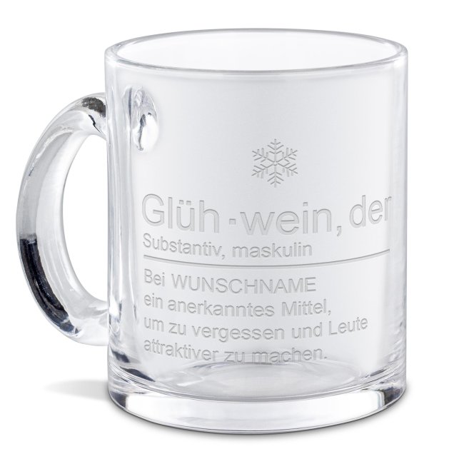 Tassendruck Personalisierte Glastasse mit Gravur - mit lustigem Spruch - Glühwein, um zu vergessen und Leute attraktiver zu machen Online
