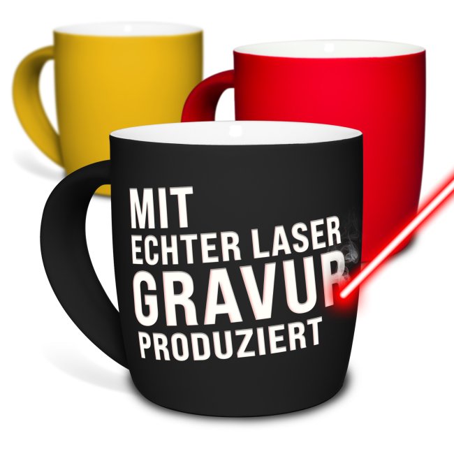 Tassendruck Gummierte Keramik mit Gravur zum selbst Beschriften