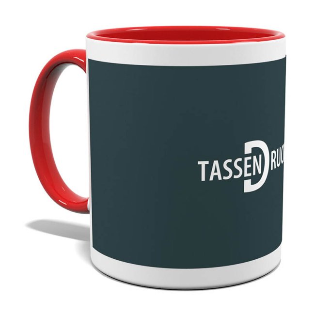 Tassendruck Fototasse innen/Henkel rot Blitzverkäufe