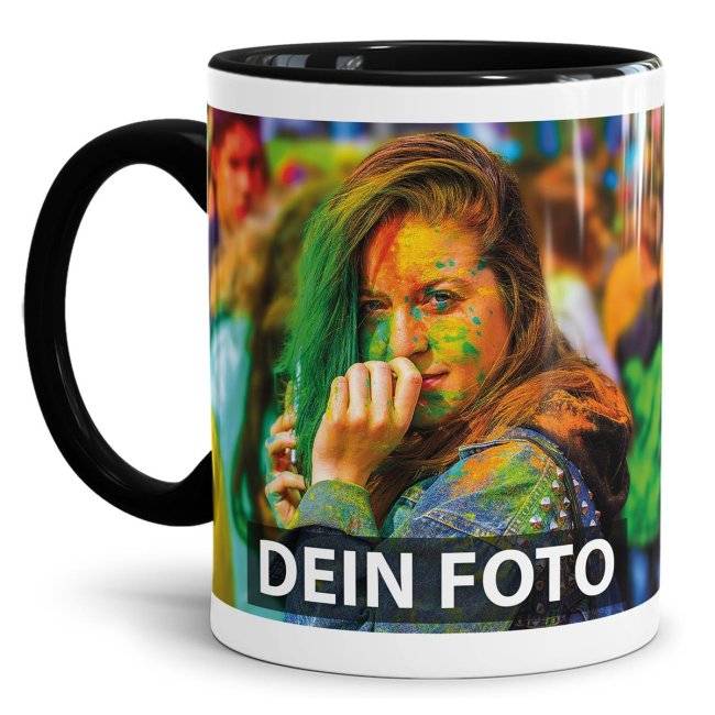 Tassendruck Fototasse innen/Henkel schwarz