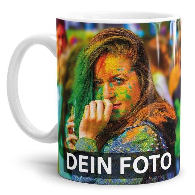 Tassendruck Panoramatasse GLANZ weiß