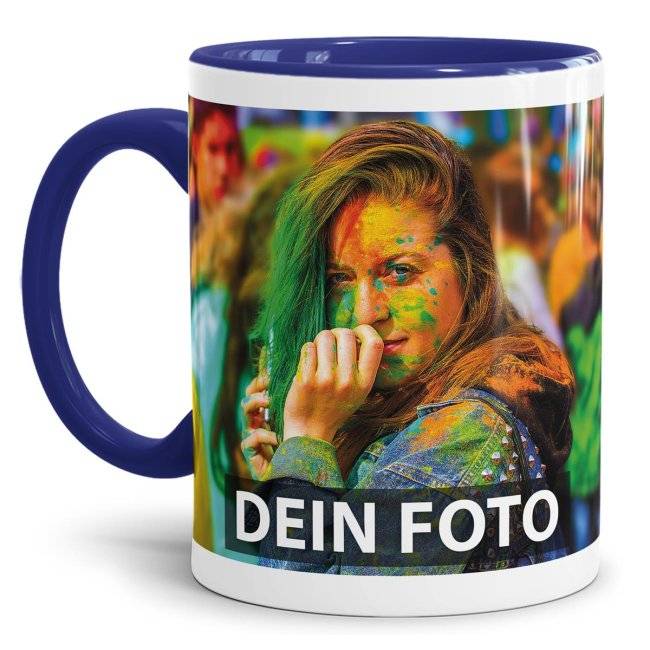 Tassendruck Fototasse innen/Henkel dunkelblau