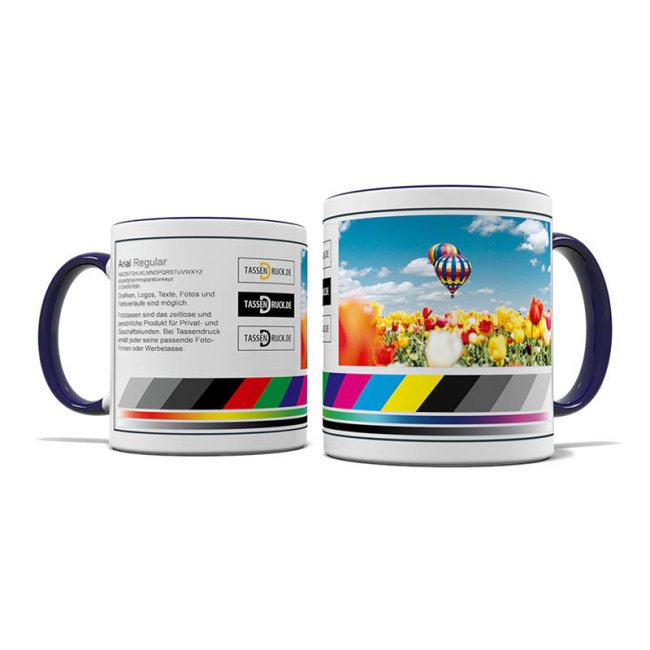 Tassendruck Fototasse innen/Henkel dunkelblau Fabrik Onlineshop